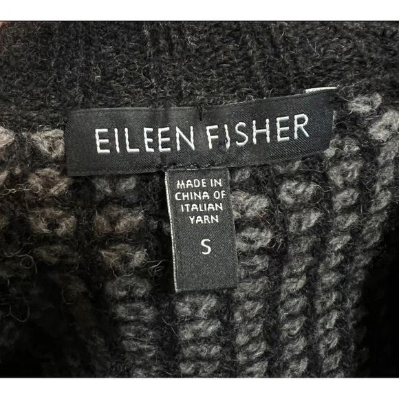 Eileen Fisher Womens Sz S Gray ITALIAN Yak Wool Cardigan Sweater Elbow Patch - Picture 4 of 10